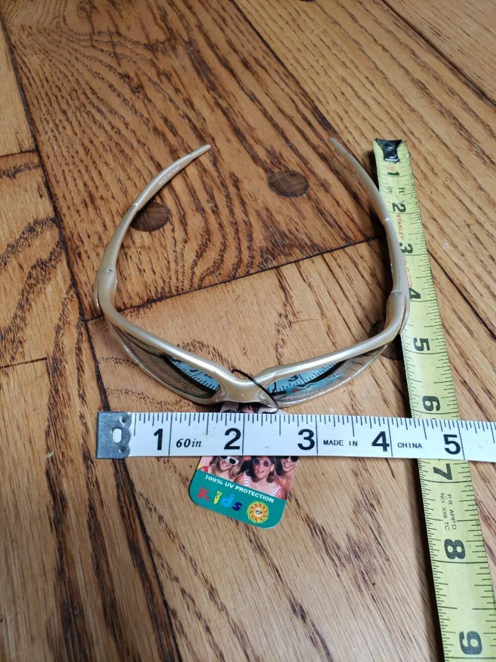 Vintage Kids Sporty Wrap Sunglasses Metallic Champagne NOS